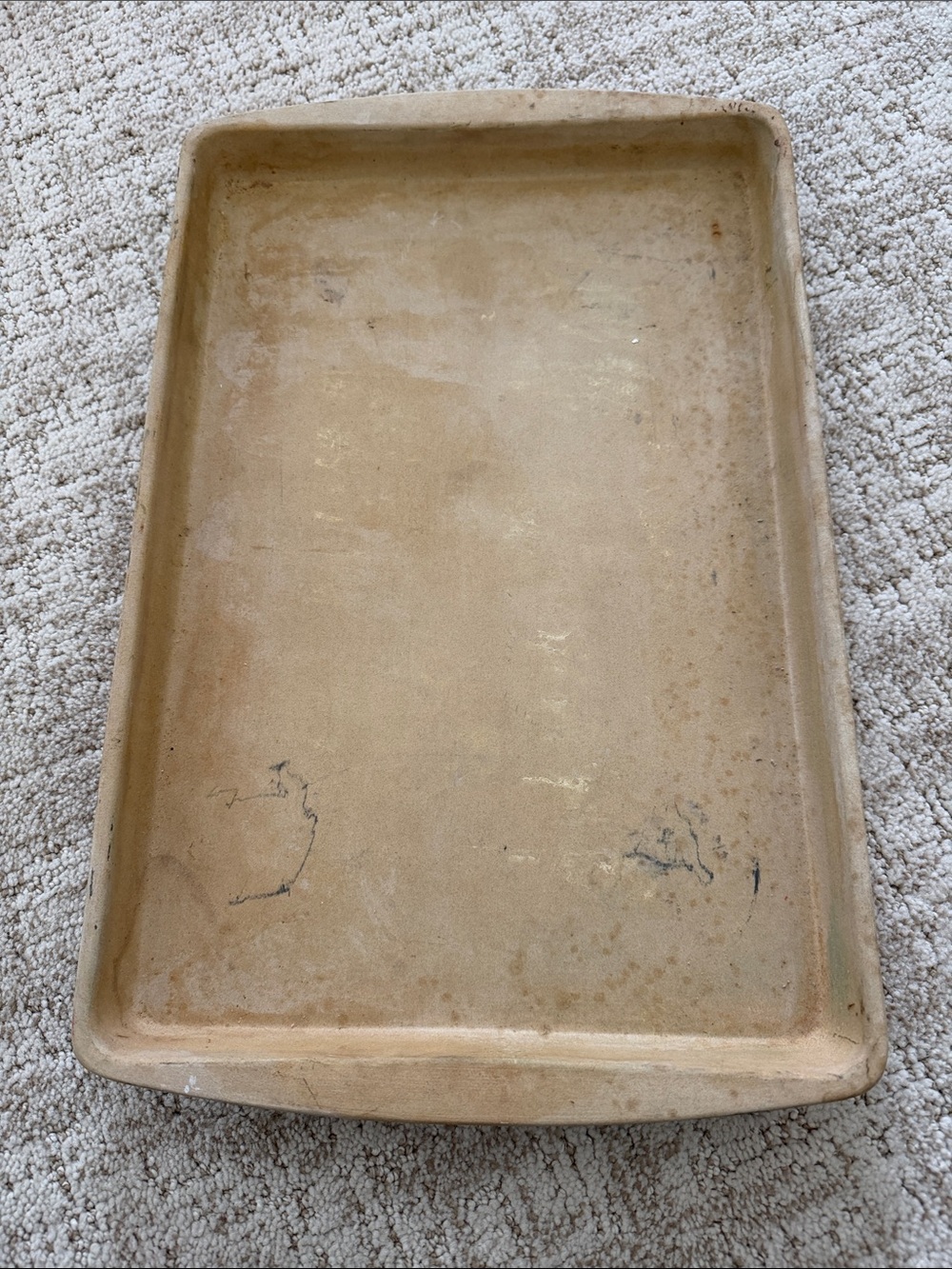 Pampered Chef Family Heritage Stoneware in Speckled Beige 11x 17 baking sheet